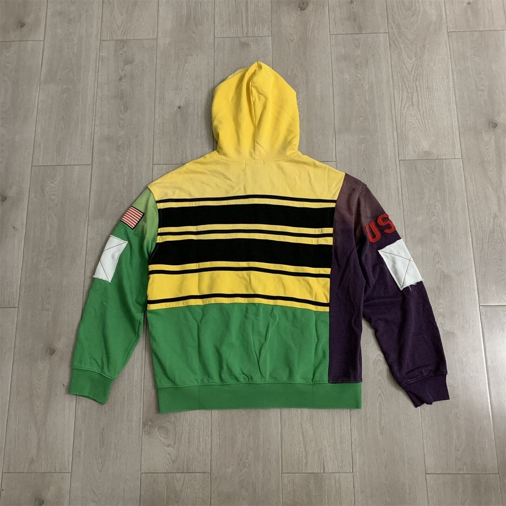 VALLEY Color‑Block Striped Valley Dreams Zip‑Up Hoodie Unisex Oversized Jacket