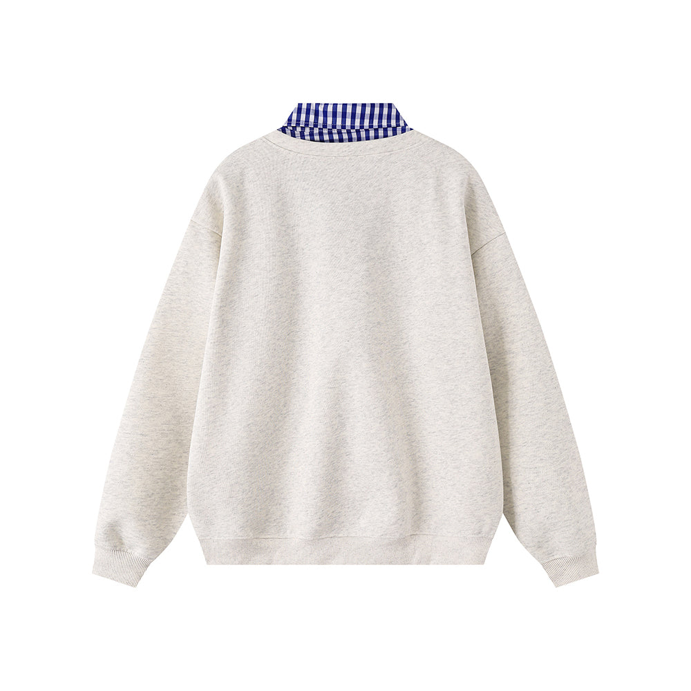Fake two-piece polo sweatshirt