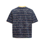 Distressed striped short-sleeved shirt