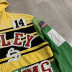 VALLEY Color‑Block Striped Valley Dreams Zip‑Up Hoodie Unisex Oversized Jacket