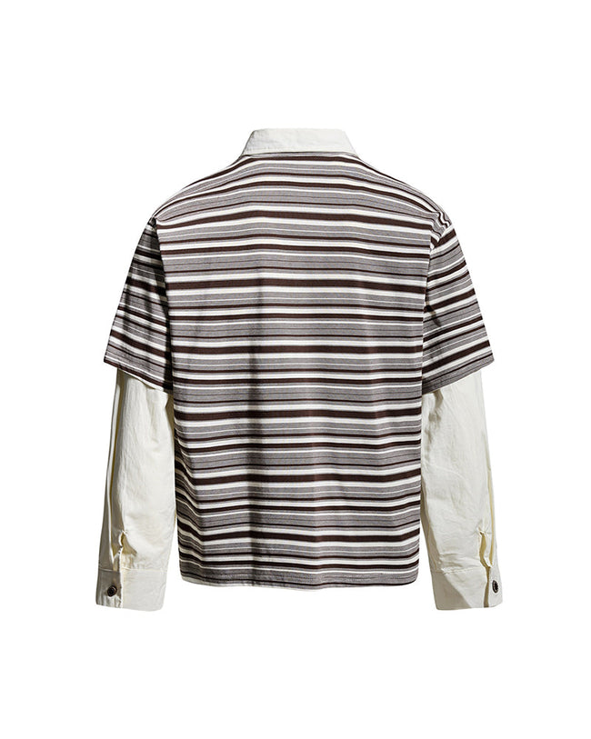 Retro-style faux two-piece polo long-sleeved shirt Main Image