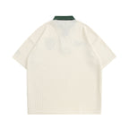 American retro embroidered contrasting short sleeves