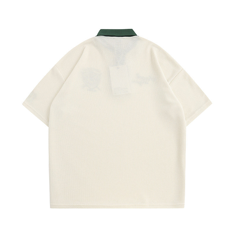 American retro embroidered contrasting short sleeves