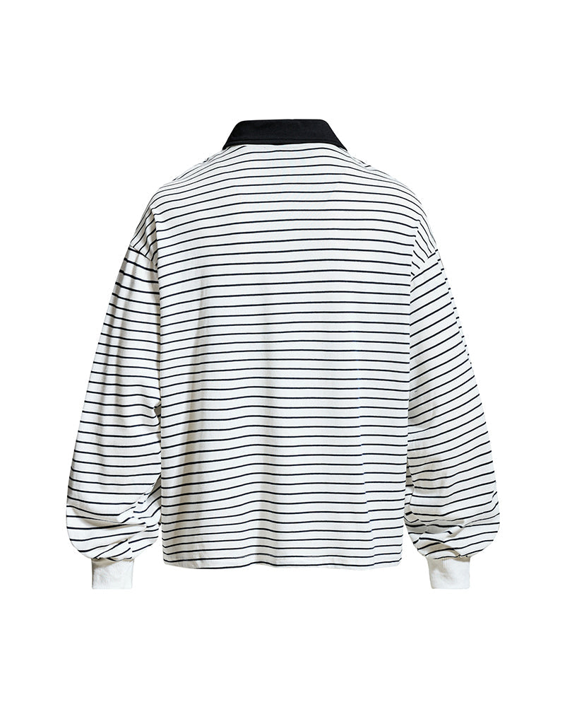 Color-blocked striped casual long-sleeved shirt