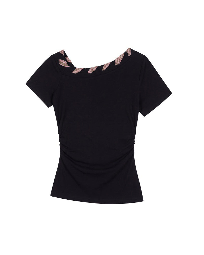 Women's Slim Fit Short-Sleeve T-Shirt with Bow Tie