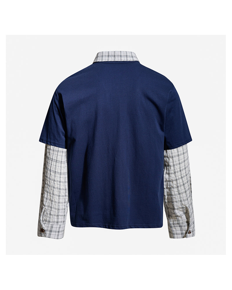 Faux two-piece loose casual long-sleeved