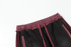 Valley Dream Letter‑Print Side‑Stripe Wide‑Leg Sweatpants, Vintage Washed‑Black Burgundy Unisex Streetwear Trousers