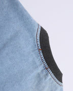 Contrast color denim short sleeves