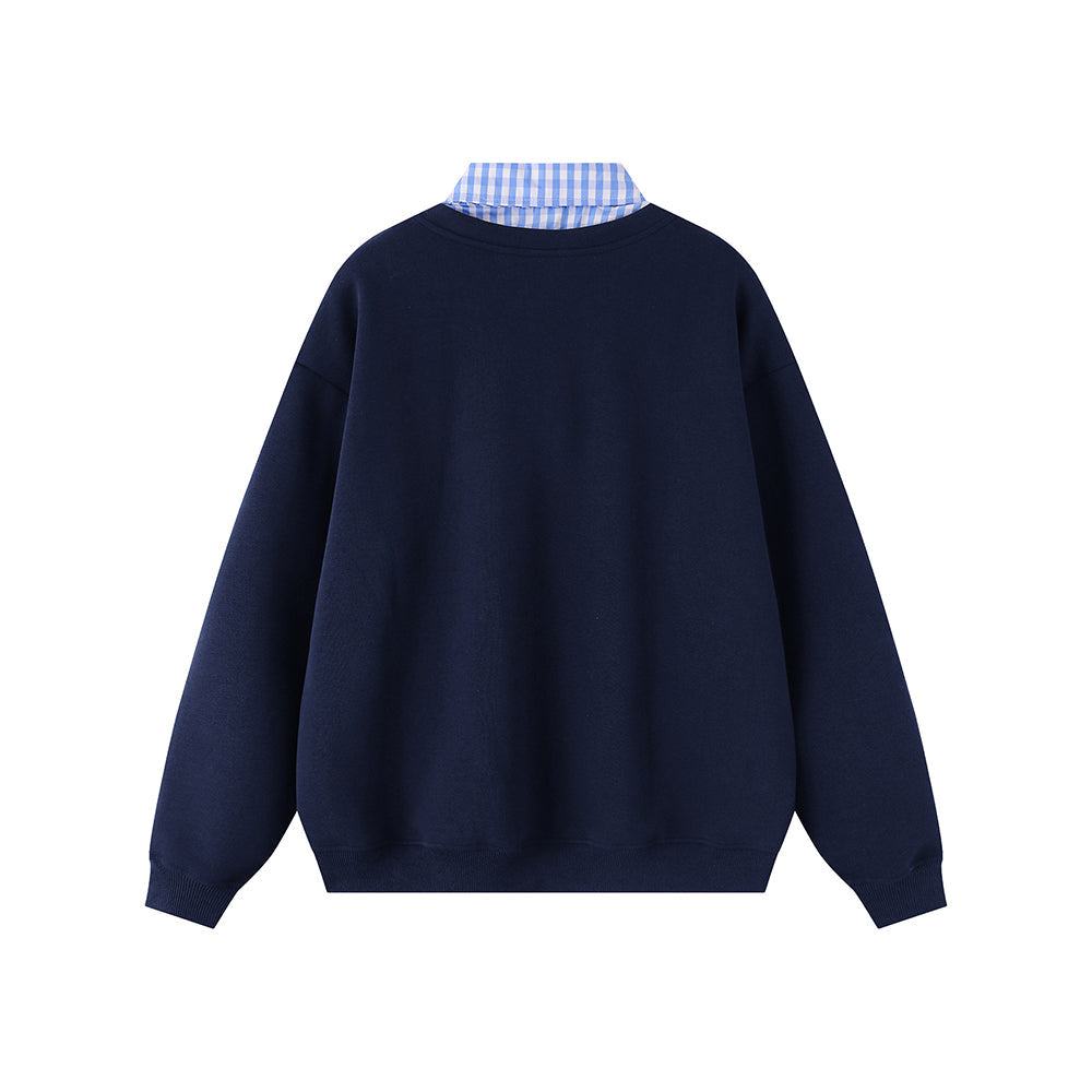 Fake two-piece polo sweatshirt