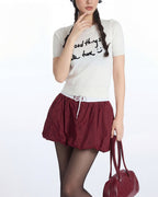 Letter short-sleeved knit sweater