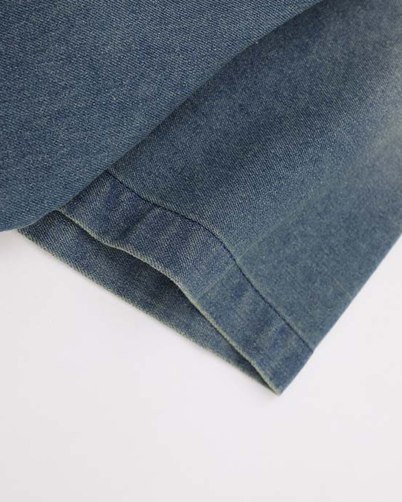 Washed denim short sleeves