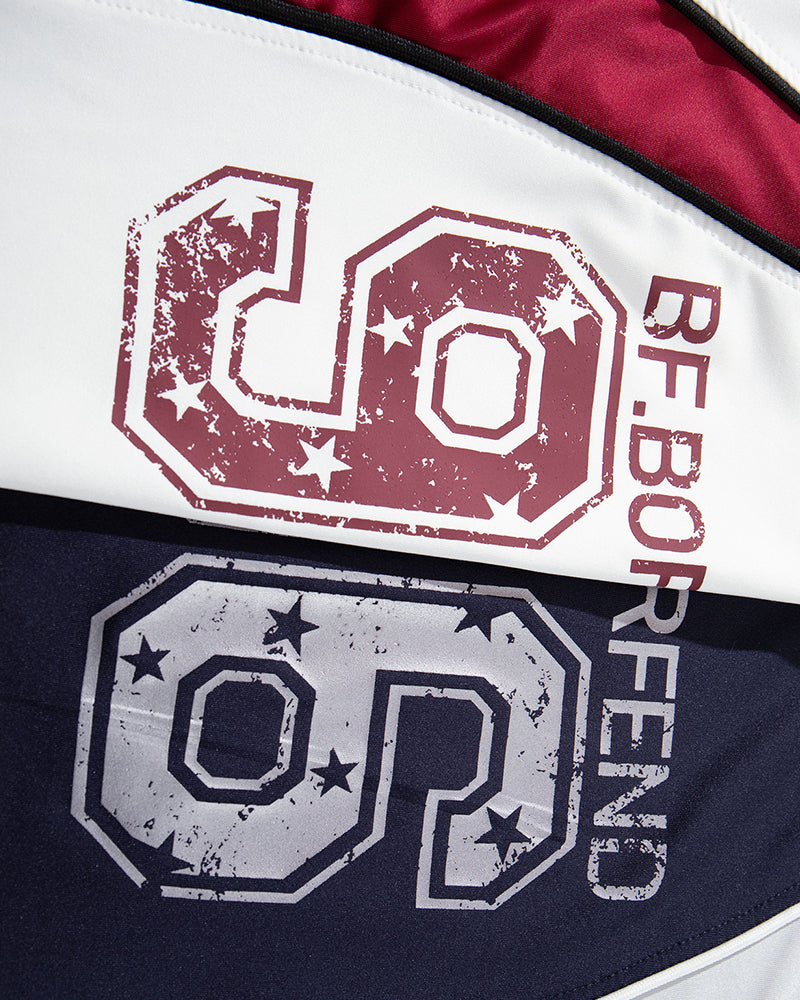 Contrast color stitching short sleeves