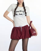Letter short-sleeved knit sweater