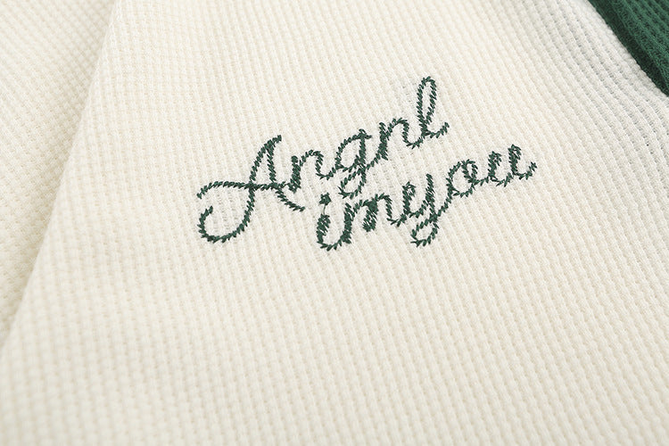 American retro embroidered contrasting short sleeves