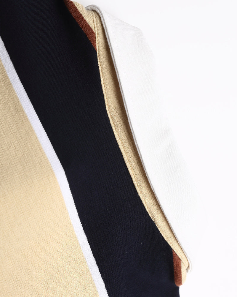 Striped contrast lapel sweatshirt