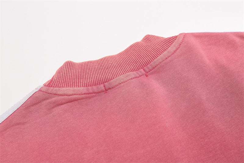 Retro distressed round neck sweatshirt