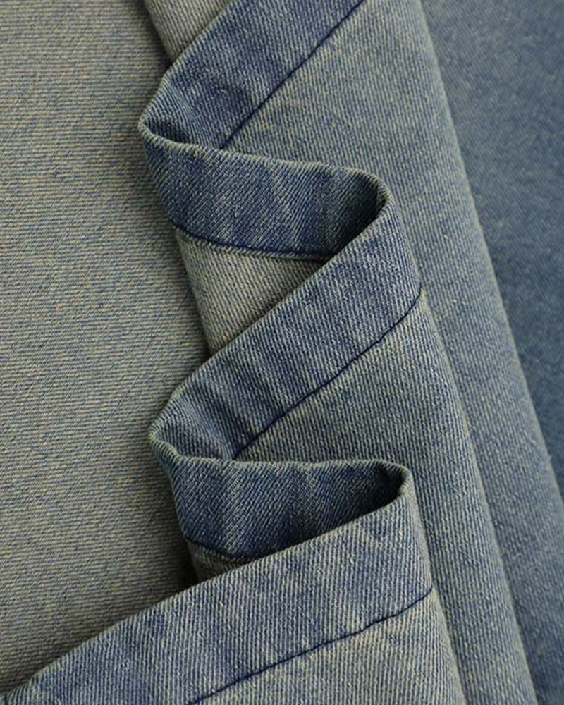 Washed denim short sleeves