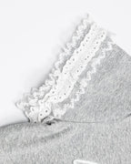 Lace-paneled short-sleeved top