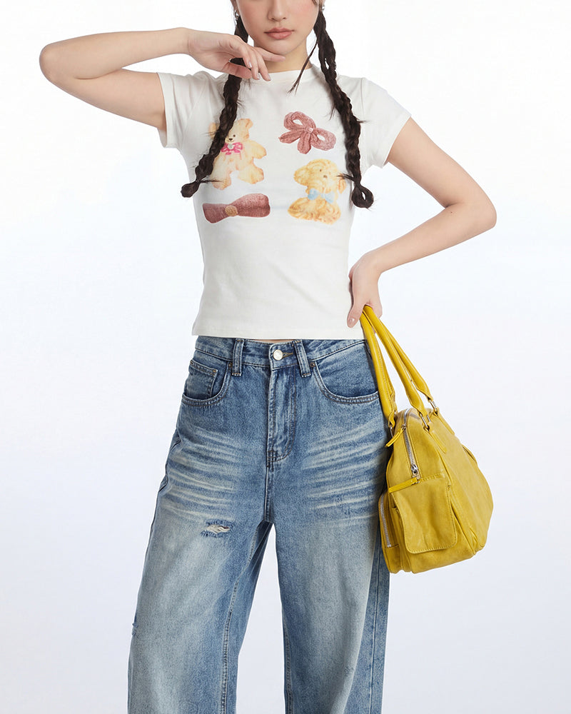 Cartoon Slim Fit Short-Sleeve