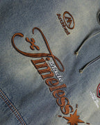 Embroidered denim hoodie