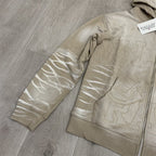 VALLEY Khaki Gradient Embroidery Lightning‑Sleeve Zip‑Up Hoodie Unisex Oversized Jacket