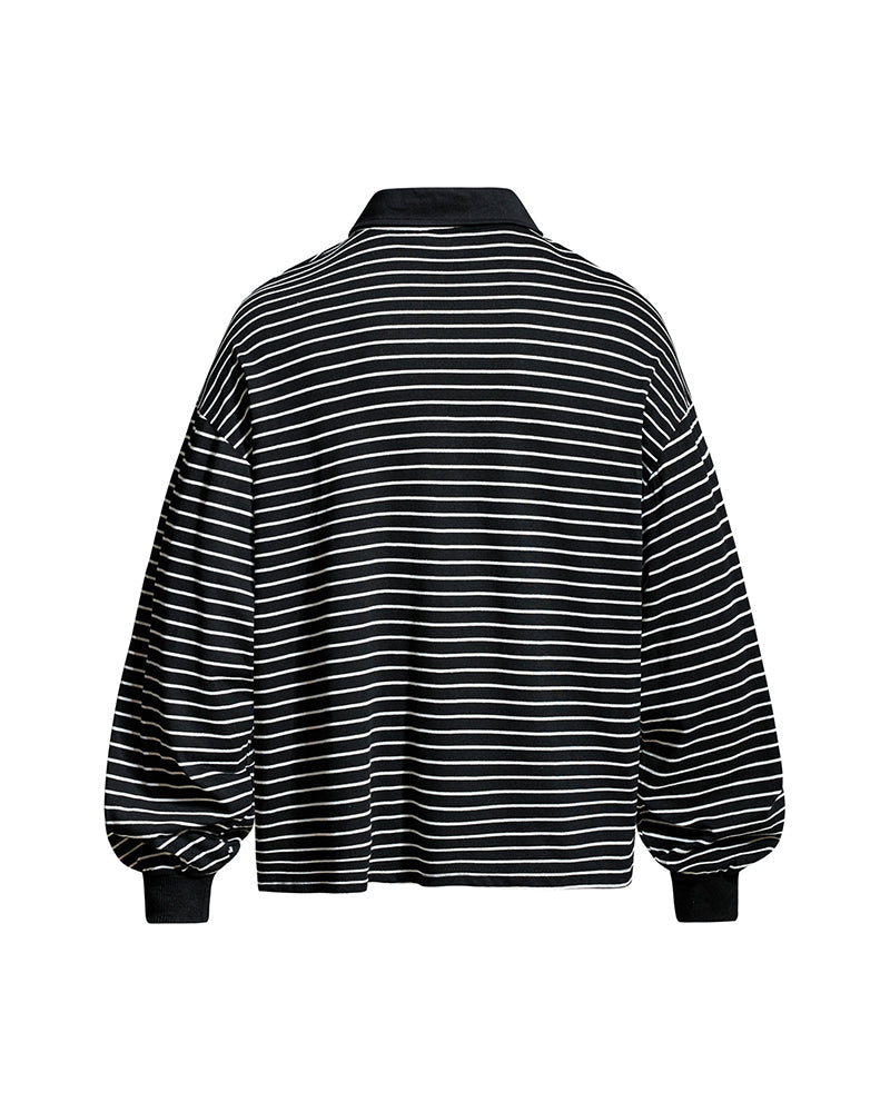 Color-blocked striped casual long-sleeved shirt