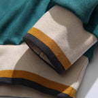 American retro contrast color patchwork crew neck sweatshirt