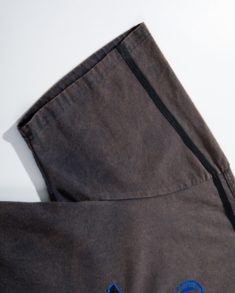 Washed distressed short-sleeved shirt