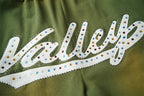 Valley Dreams Rhinestone Letter Wide‑Leg Sweatpants, Vintage Green Washed Streetwear Unisex Trousers