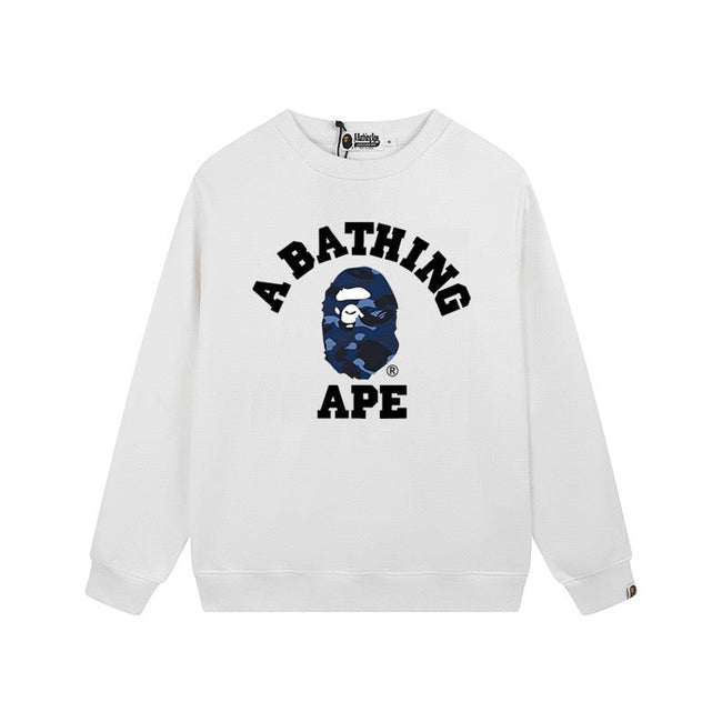BAPE Blue Camo Ape Head Crewneck Sweatshirt White Hover Image