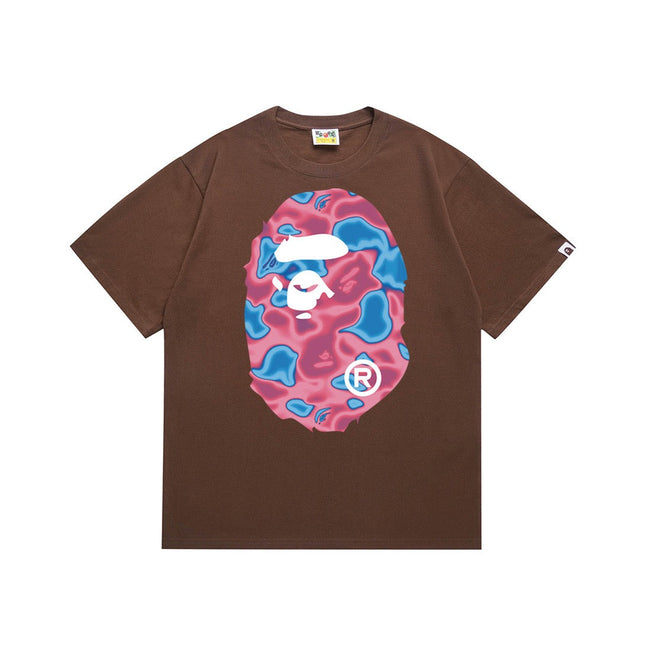 BAPE Pink Blue Camo Ape Head T-Shirt Hover Image