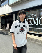 American retro hip hop embroidered letter short sleeves