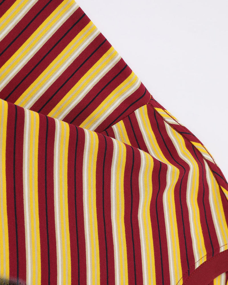 Retro contrast striped short sleeves