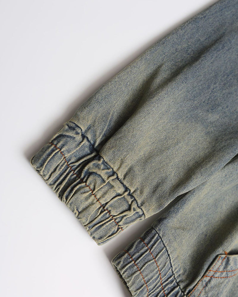 Embroidered denim hoodie