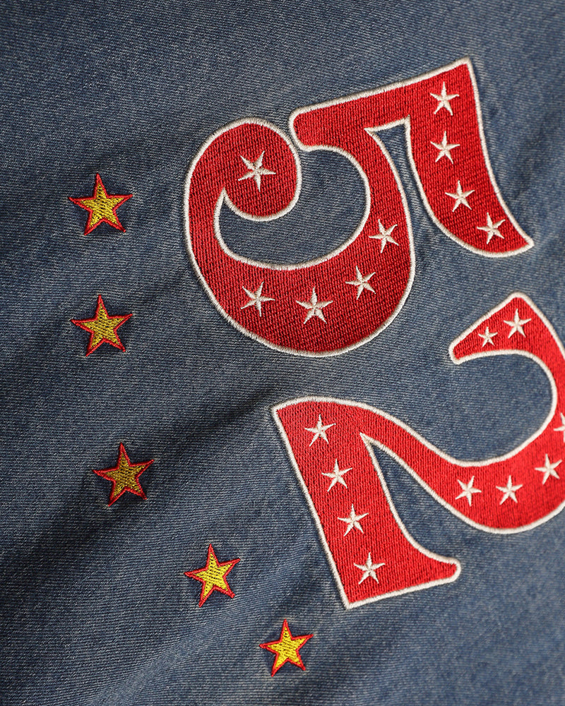 Vintage washed embroidered denim sweatshirt