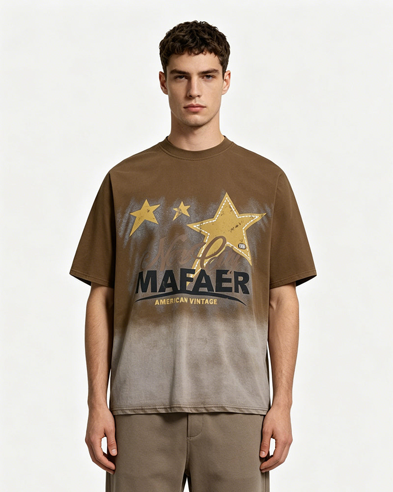 Washed distressed short-sleeved shirt