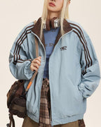 Retro reversible three stripes contrasting color jacket