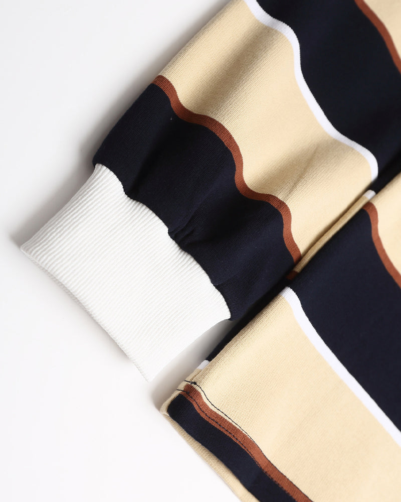 Striped contrast lapel sweatshirt