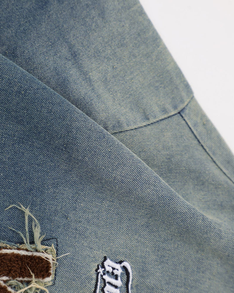 Retro denim short-sleeved shirt