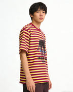 Retro contrast striped short sleeves
