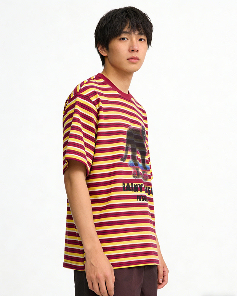 Retro contrast striped short sleeves