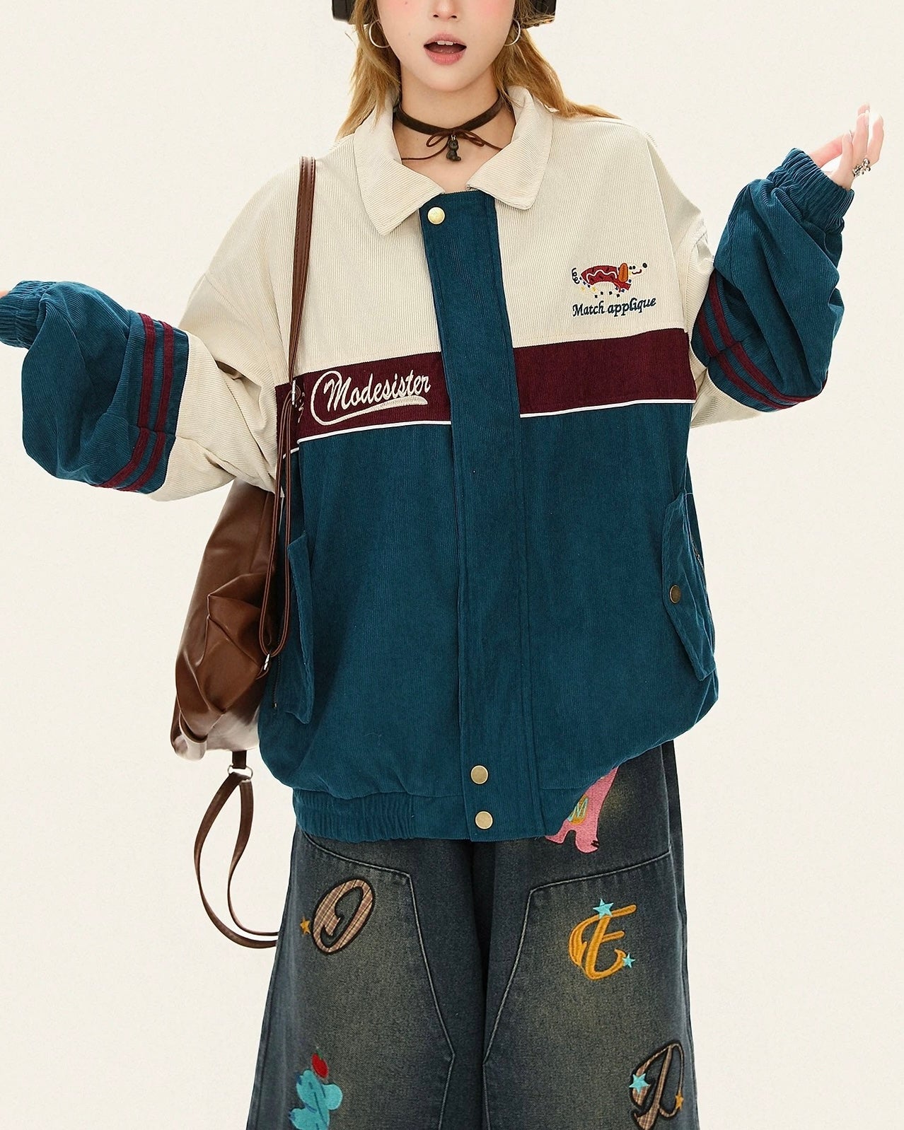 Versatile vintage embroidered lapel jacket