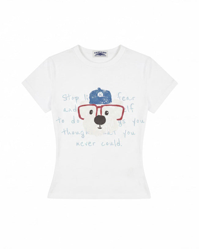 Puppy print short-sleeved T-shirt (women's) Hover Image