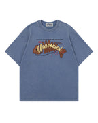 Retro distressed short-sleeved shirt