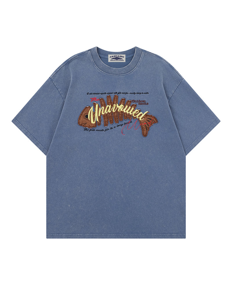 Retro distressed short-sleeved shirt