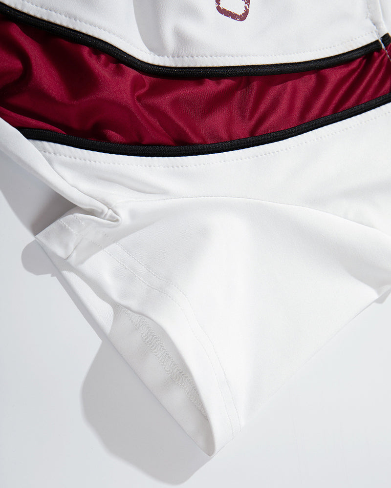 Contrast color stitching short sleeves