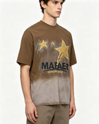 Washed distressed short-sleeved shirt