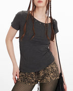 Off-shoulder slim short sleeves