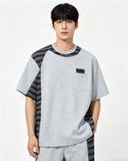 Irregular Color-Block Stripe Short-Sleeve Top