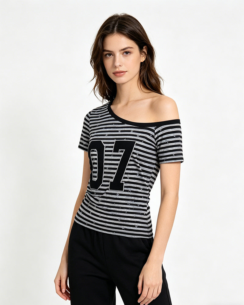 Retro striped short sleeves